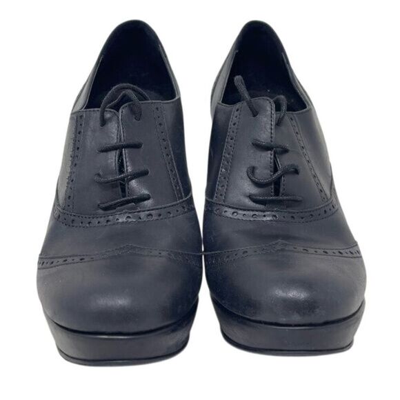 J. Crew Pierce high-heel oxfords, size women’s US 7.5, black leather - Picture 13 of 16